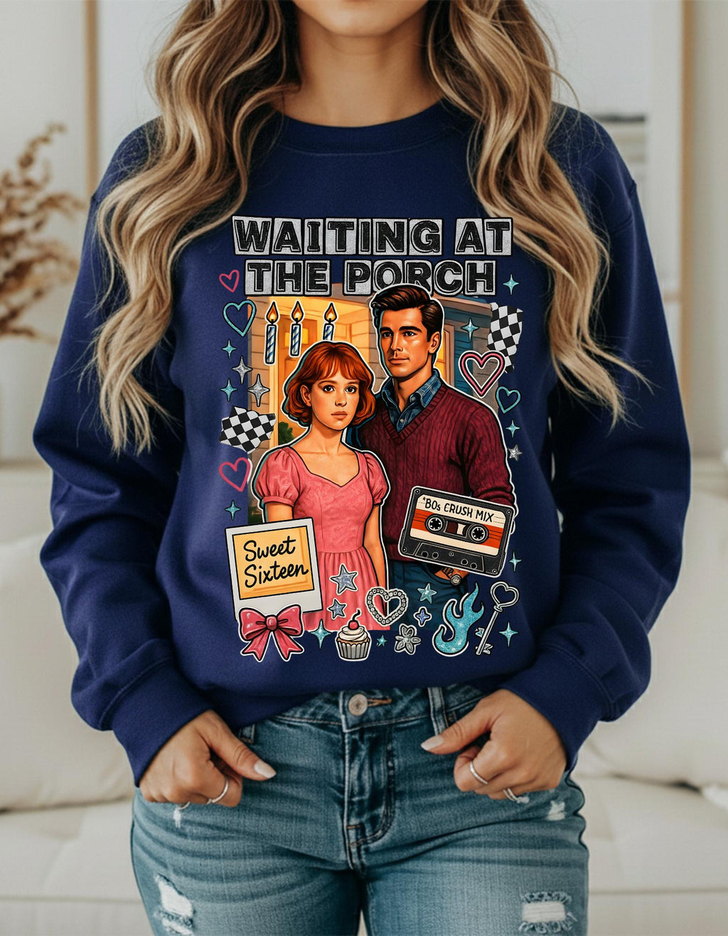 80s Crush Mix Crewneck Sweatshirt: Nostalgic Valentine's Day Gift