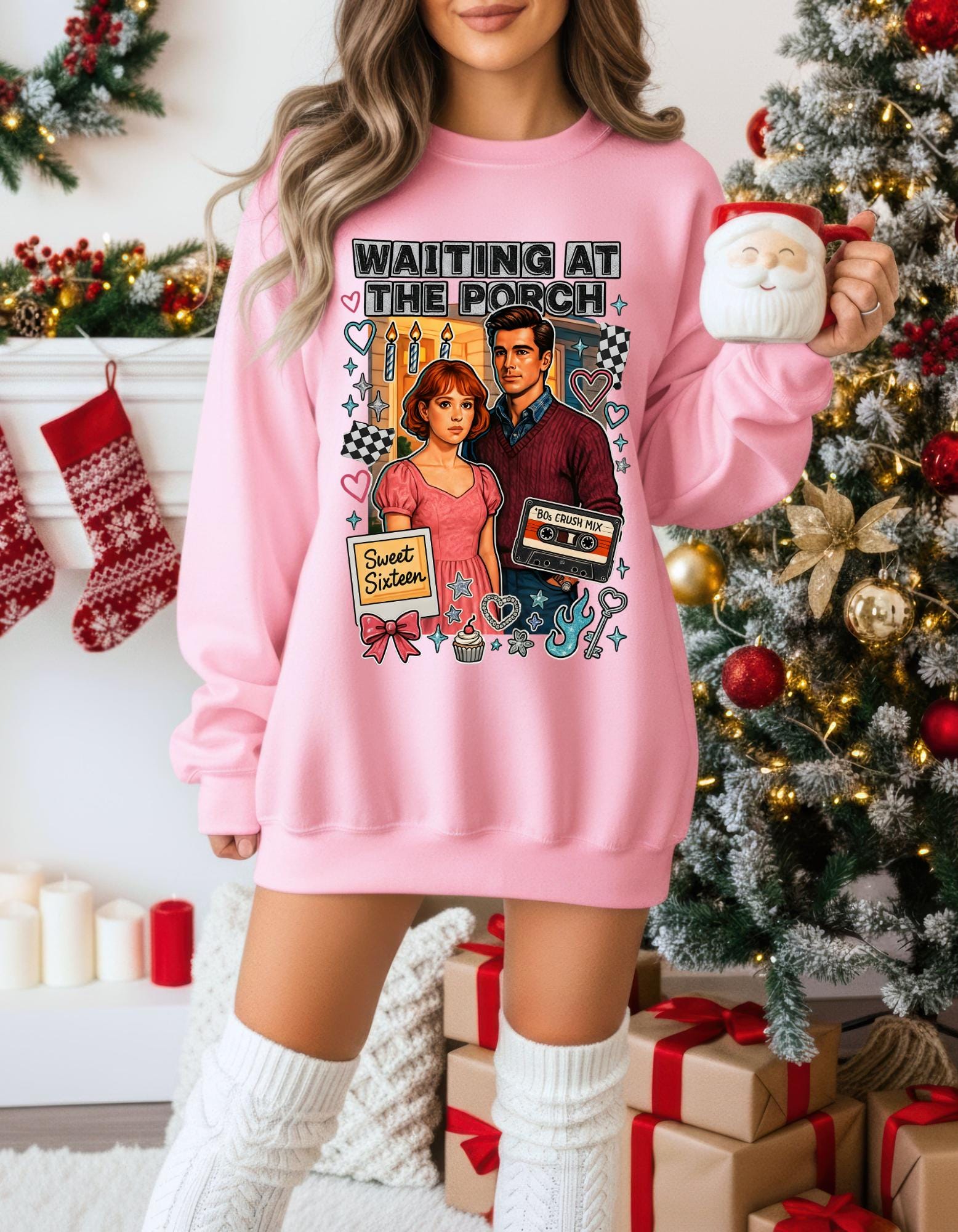 80s Crush Mix Crewneck Sweatshirt: Nostalgic Valentine's Day Gift