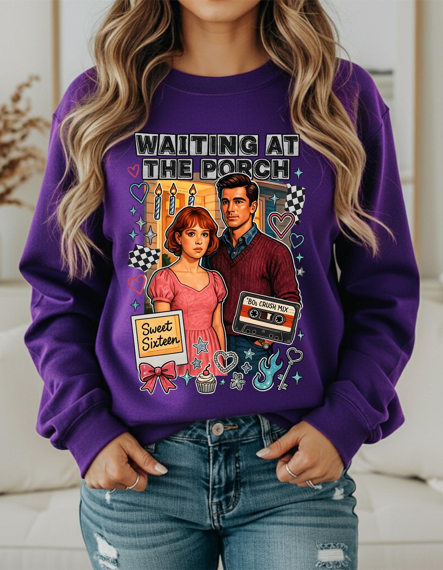 80s Crush Mix Crewneck Sweatshirt: Nostalgic Valentine's Day Gift
