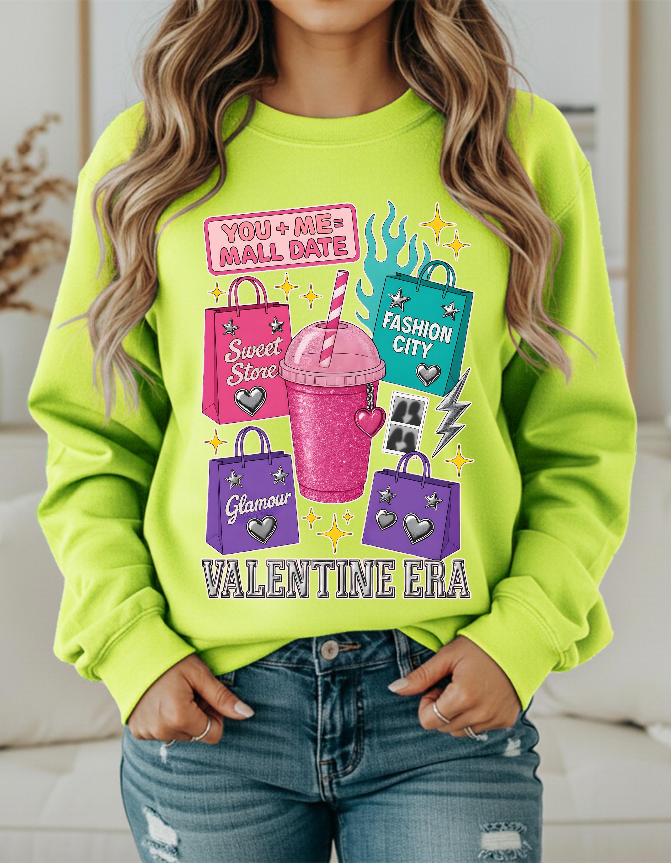 Valentine Era Graphic Sweatshirt: Retro Soda Cup, Shopping Bags