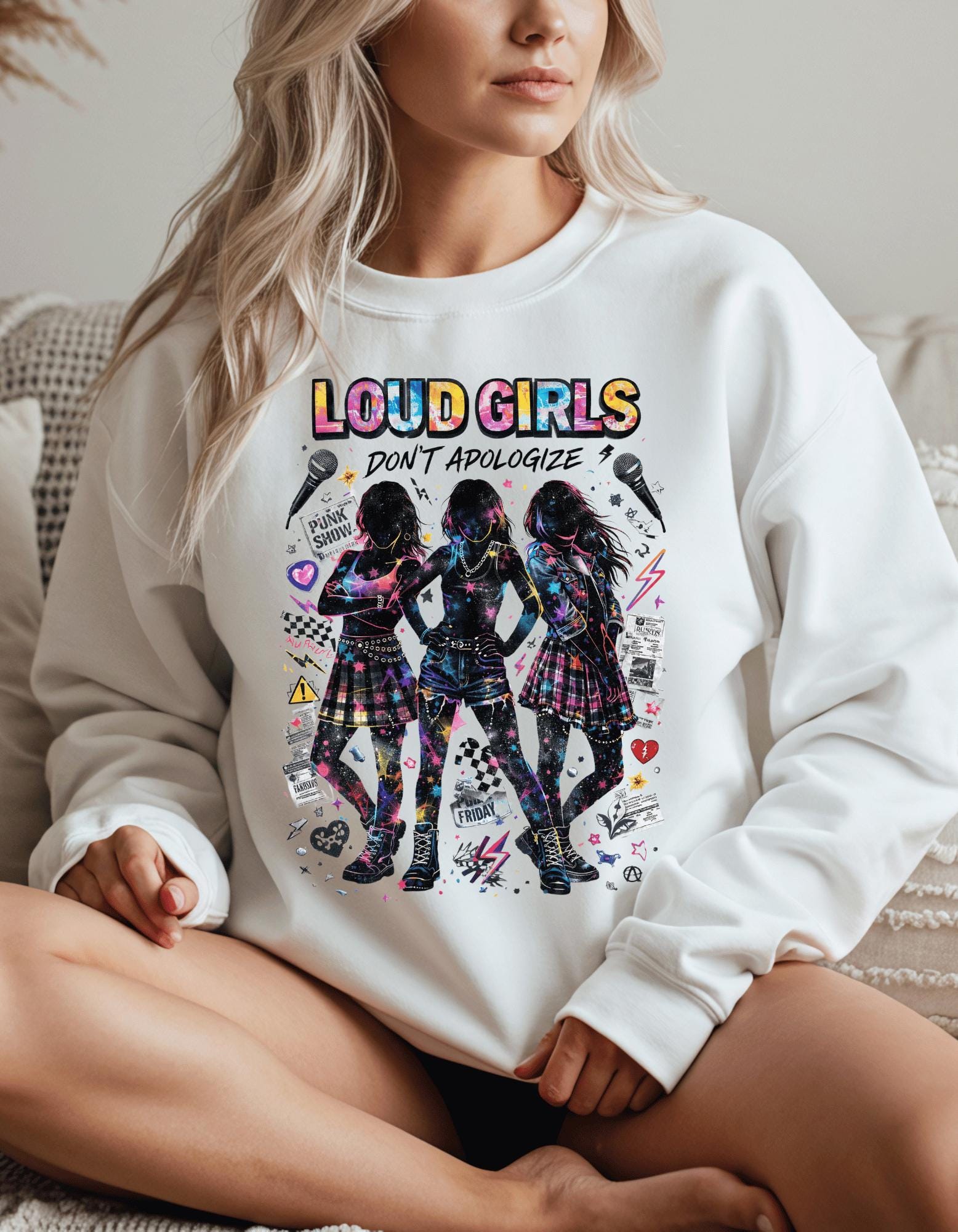 Loud Girls Don't Apologize Sweatshirt | Feminist Silhouette Graphic