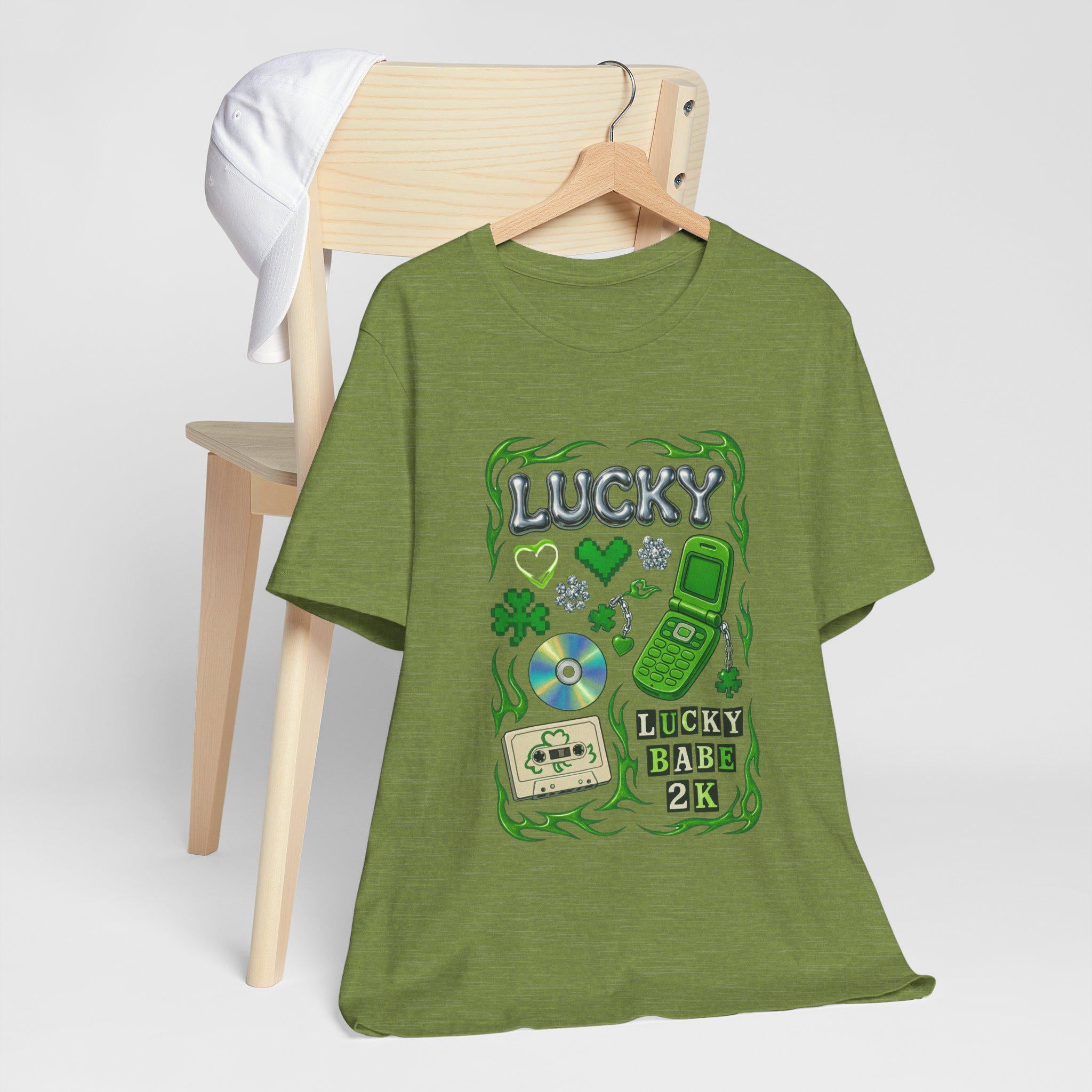 Lucky Collage T-Shirt | Y2K Cassette, Phone, Clover
