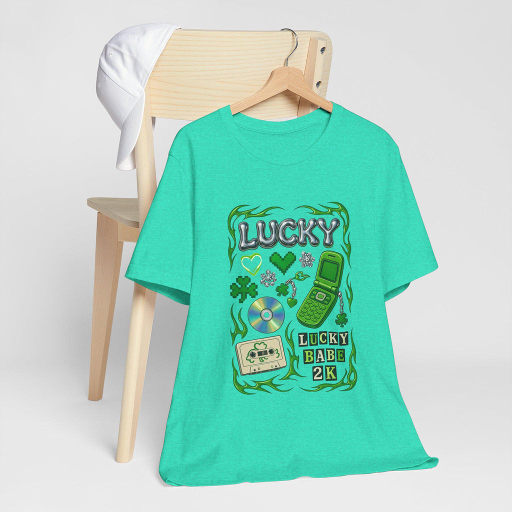 Lucky Collage T-Shirt | Y2K Cassette, Phone, Clover
