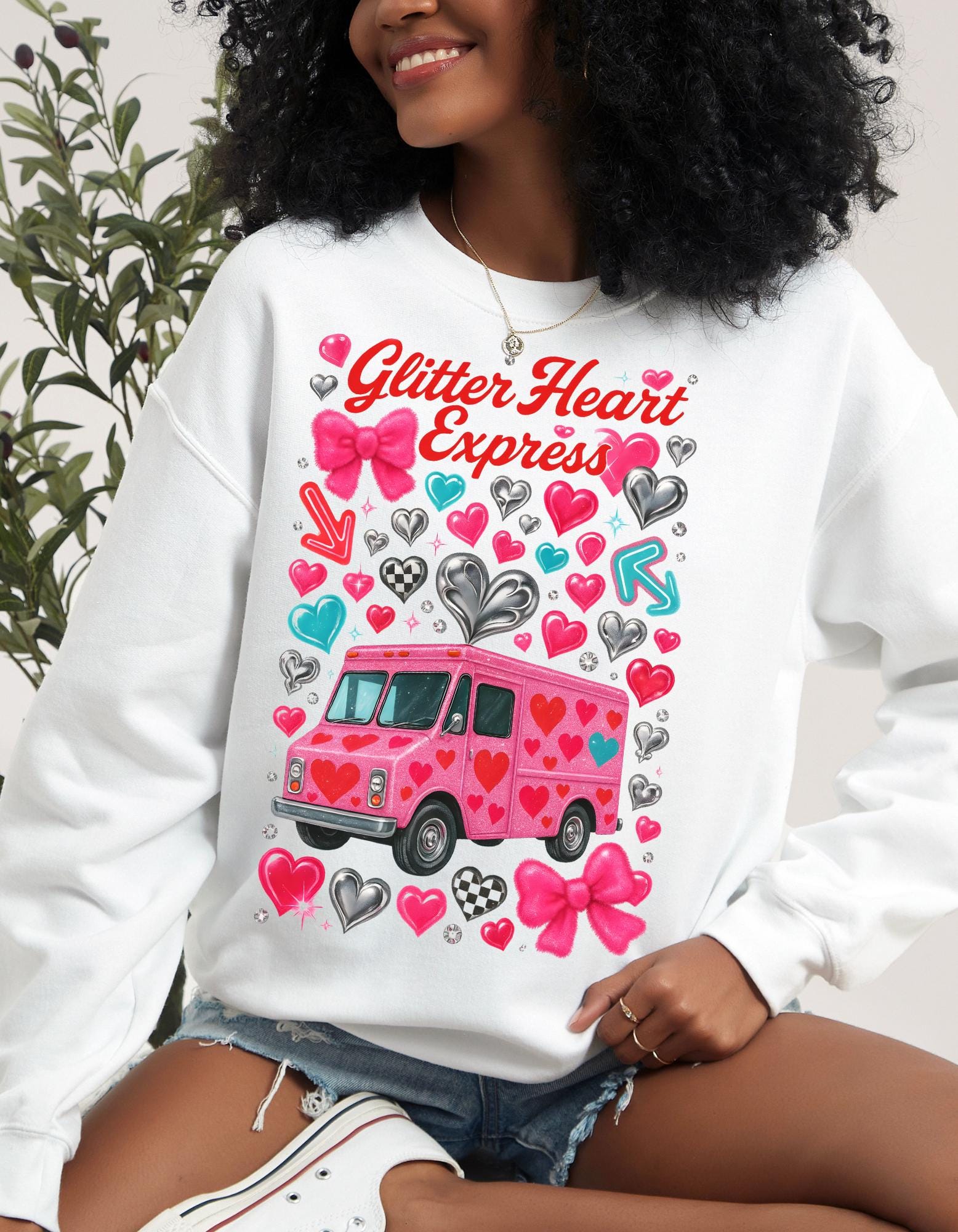 Valentine's Day Sweatshirt | Heart Van Graphic Crewneck