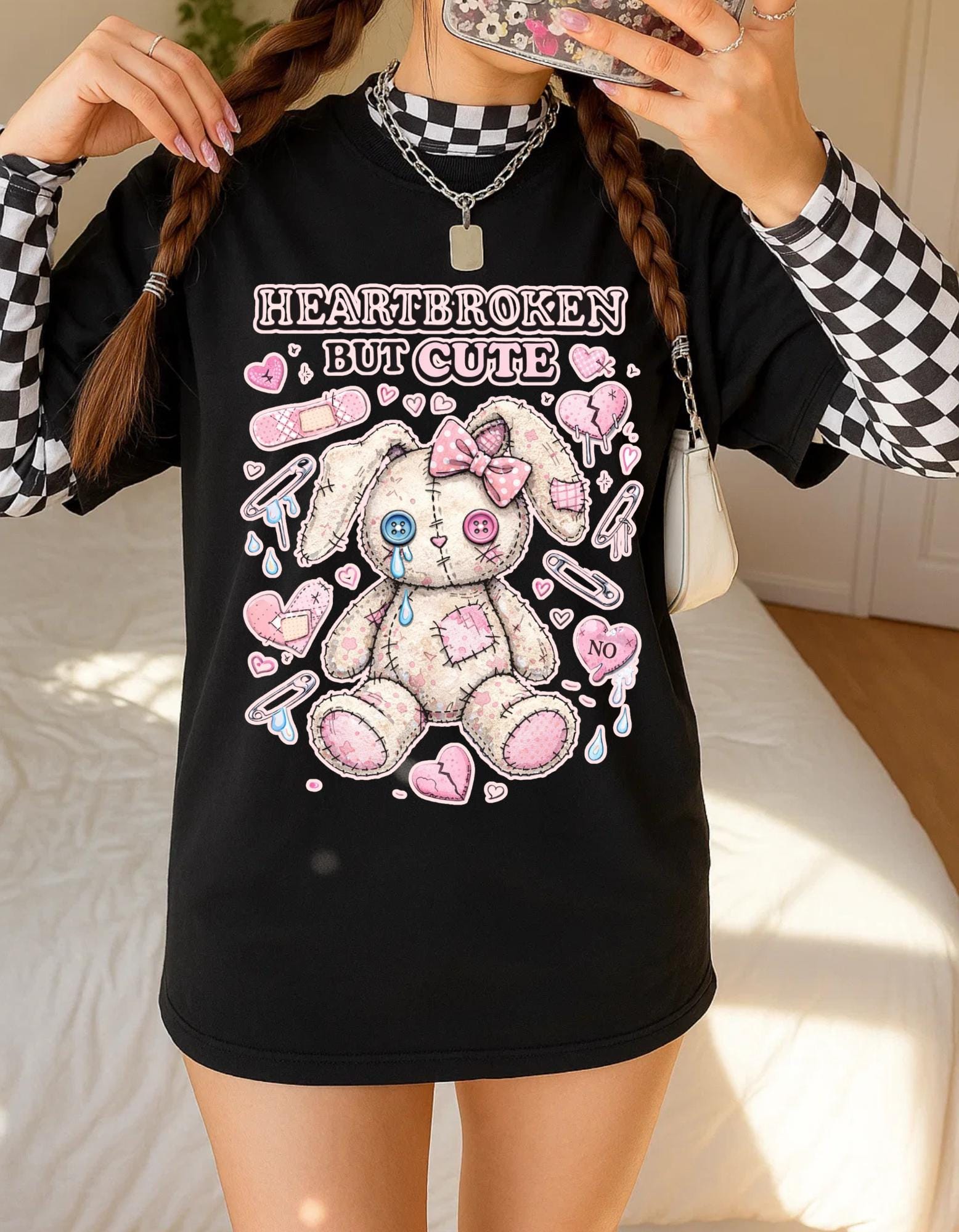 Heartbroken But Cute bunny plush T-Shirt | kawaii sad stuffed animal design