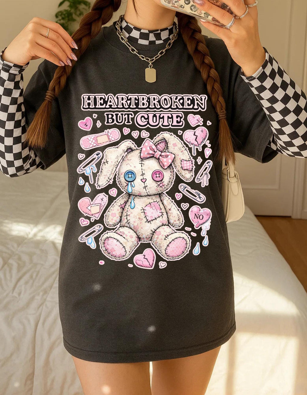 Heartbroken But Cute bunny plush T-Shirt | kawaii sad stuffed animal design