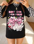 Soft Girl With Teeth T-Shirt | Pink Bow Graphic, Kawaii Punk Aesthetic