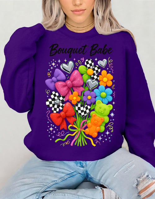 Bouquet Babe Sweatshirt | Valentine's Day Floral Heart Design Crewneck Gift For Her