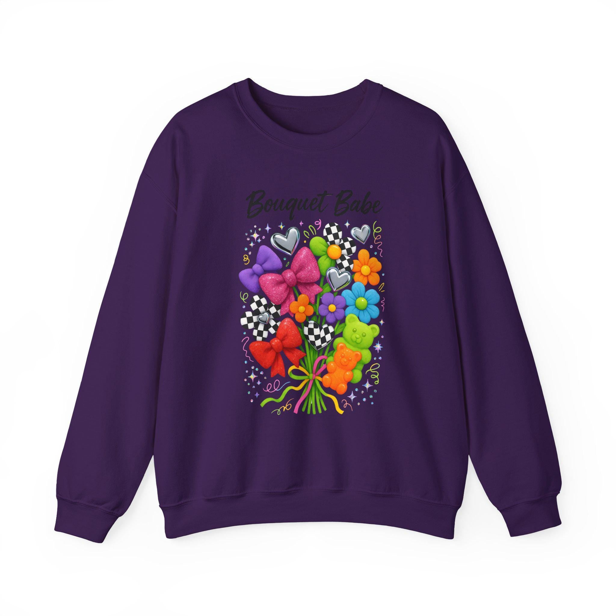 Bouquet Babe Sweatshirt | Valentine's Day Floral Heart Design Crewneck Gift For Her