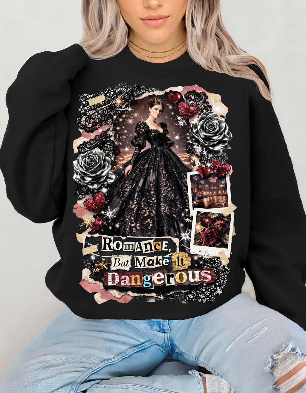 Gothic Regency Romance Crewneck Sweatshirt | Dark Romance Aesthetic