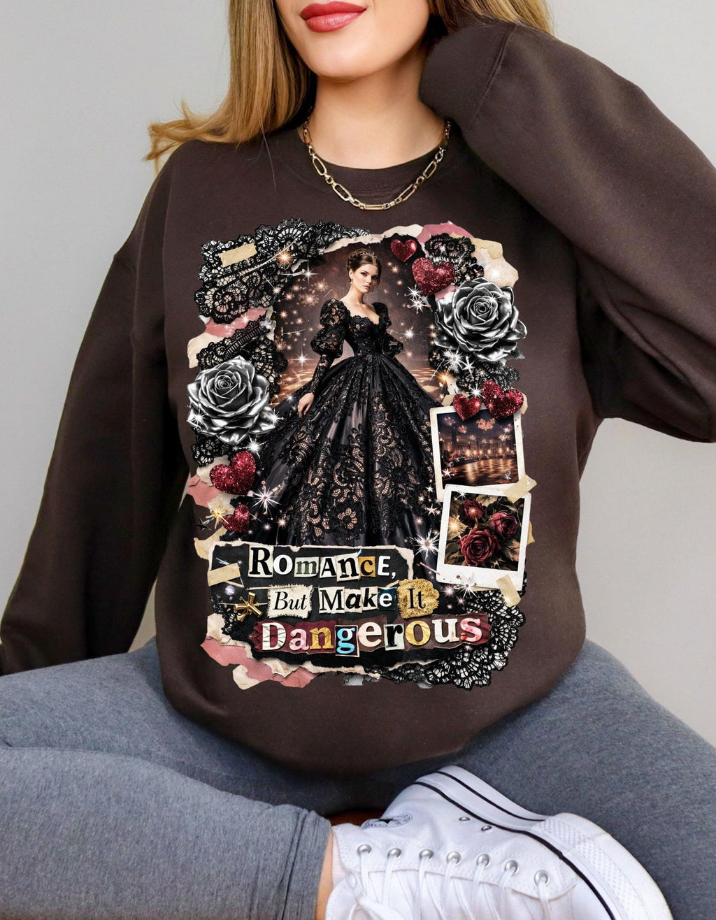 Gothic Regency Romance Crewneck Sweatshirt | Dark Romance Aesthetic