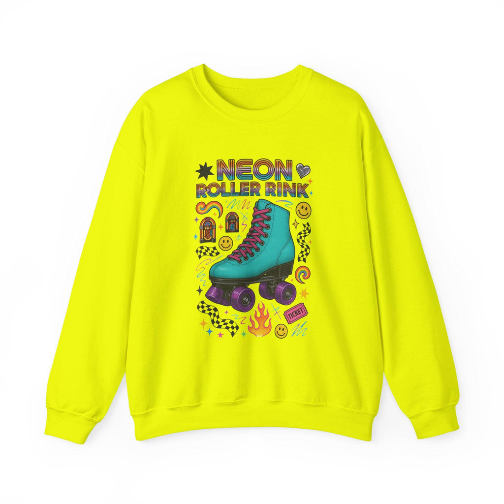 Neon Roller Rink Teal Skate Illustration Sweatshirt | 80s Retro Vintage Derby Pullover Gift