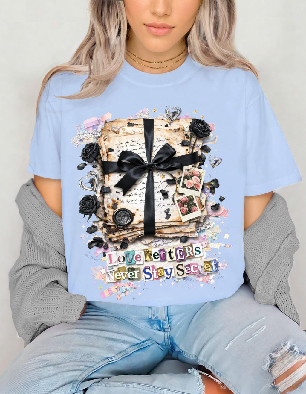Love Letters Never Stay Secret T-Shirt | Romantic Text Graphic