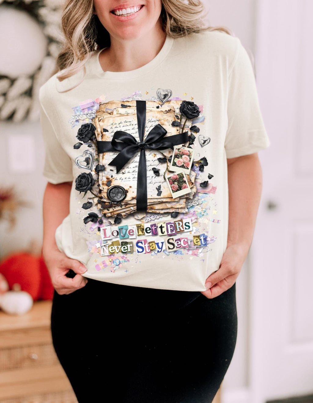 Love Letters Never Stay Secret T-Shirt | Romantic Text Graphic