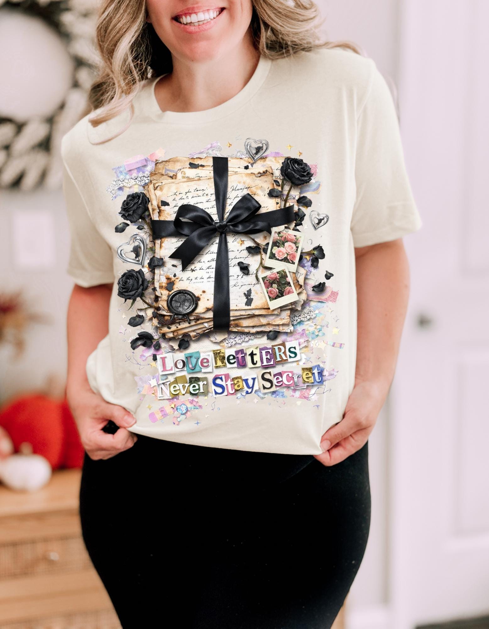 Love Letters Never Stay Secret T-Shirt | Romantic Text Graphic