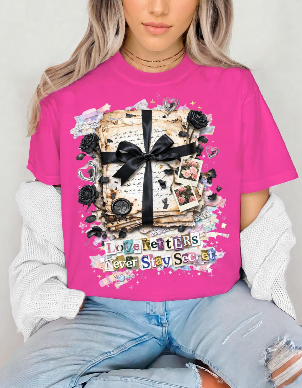 Love Letters Never Stay Secret T-Shirt | Romantic Text Graphic