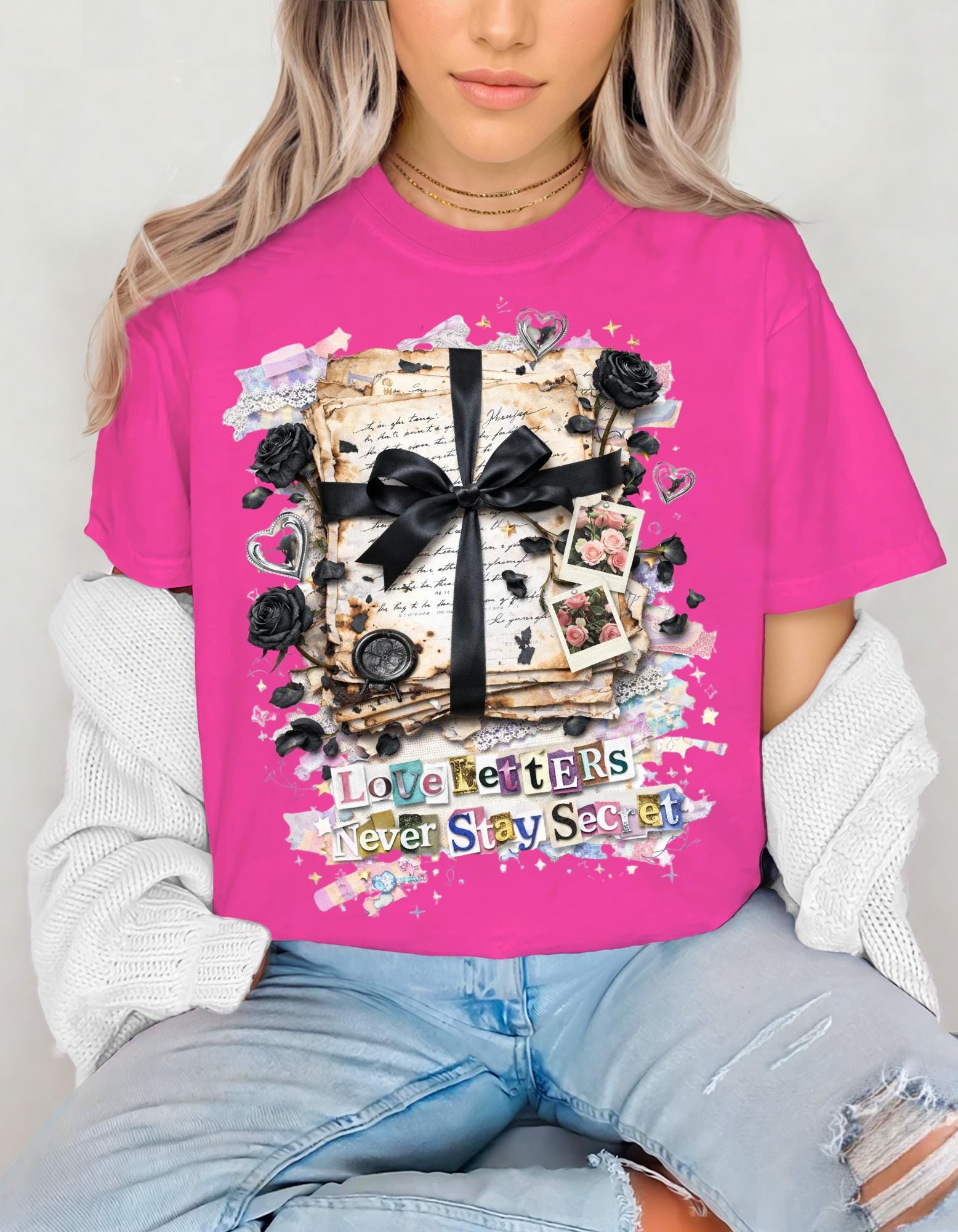 Love Letters Never Stay Secret T-Shirt | Romantic Text Graphic