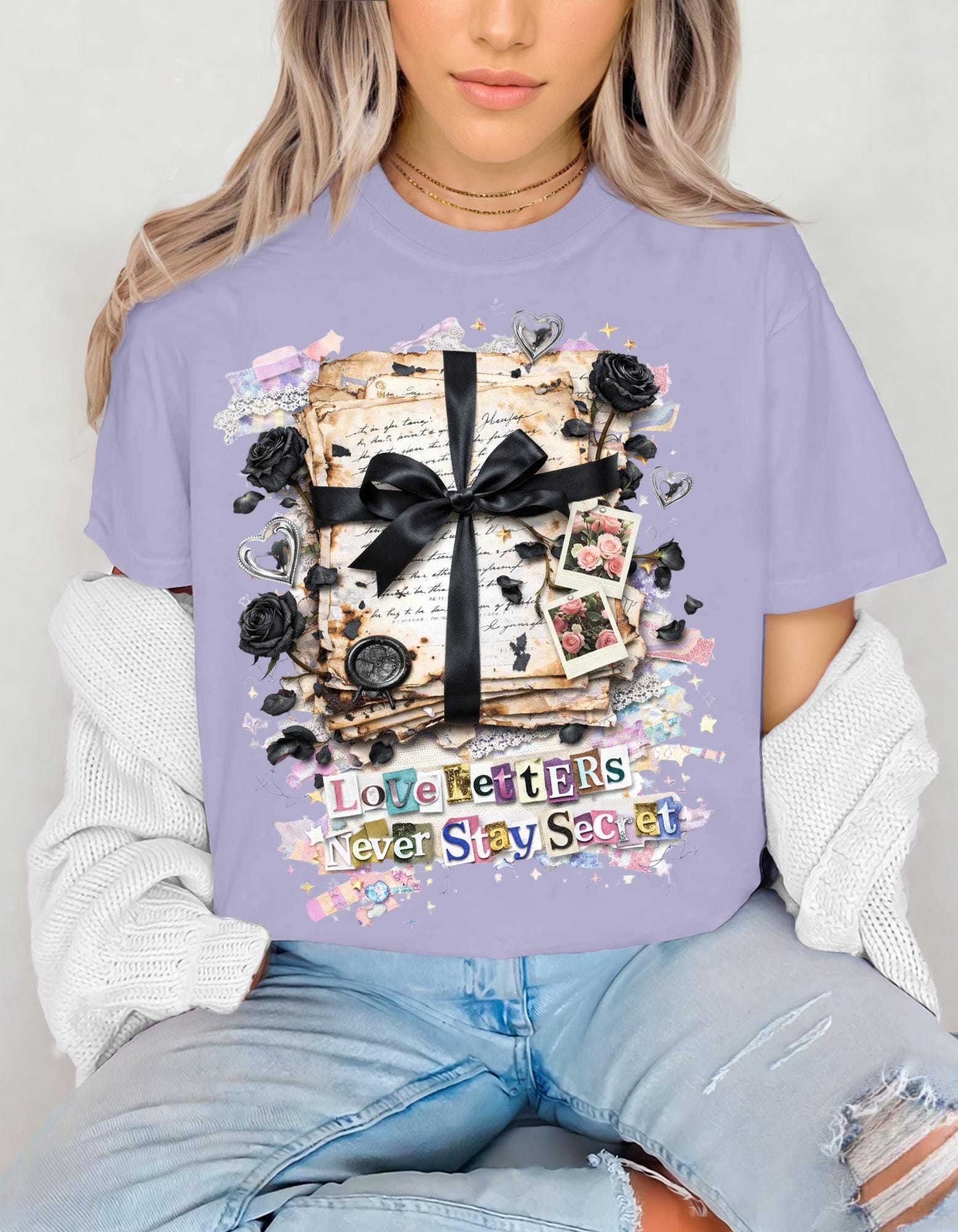 Love Letters Never Stay Secret T-Shirt | Romantic Text Graphic