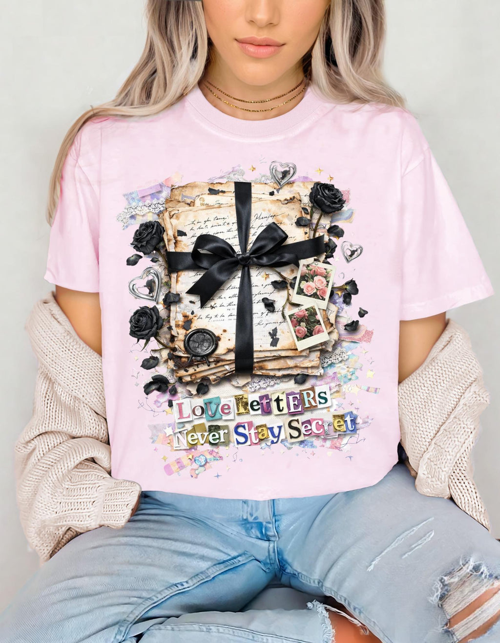 Love Letters Never Stay Secret T-Shirt | Romantic Text Graphic