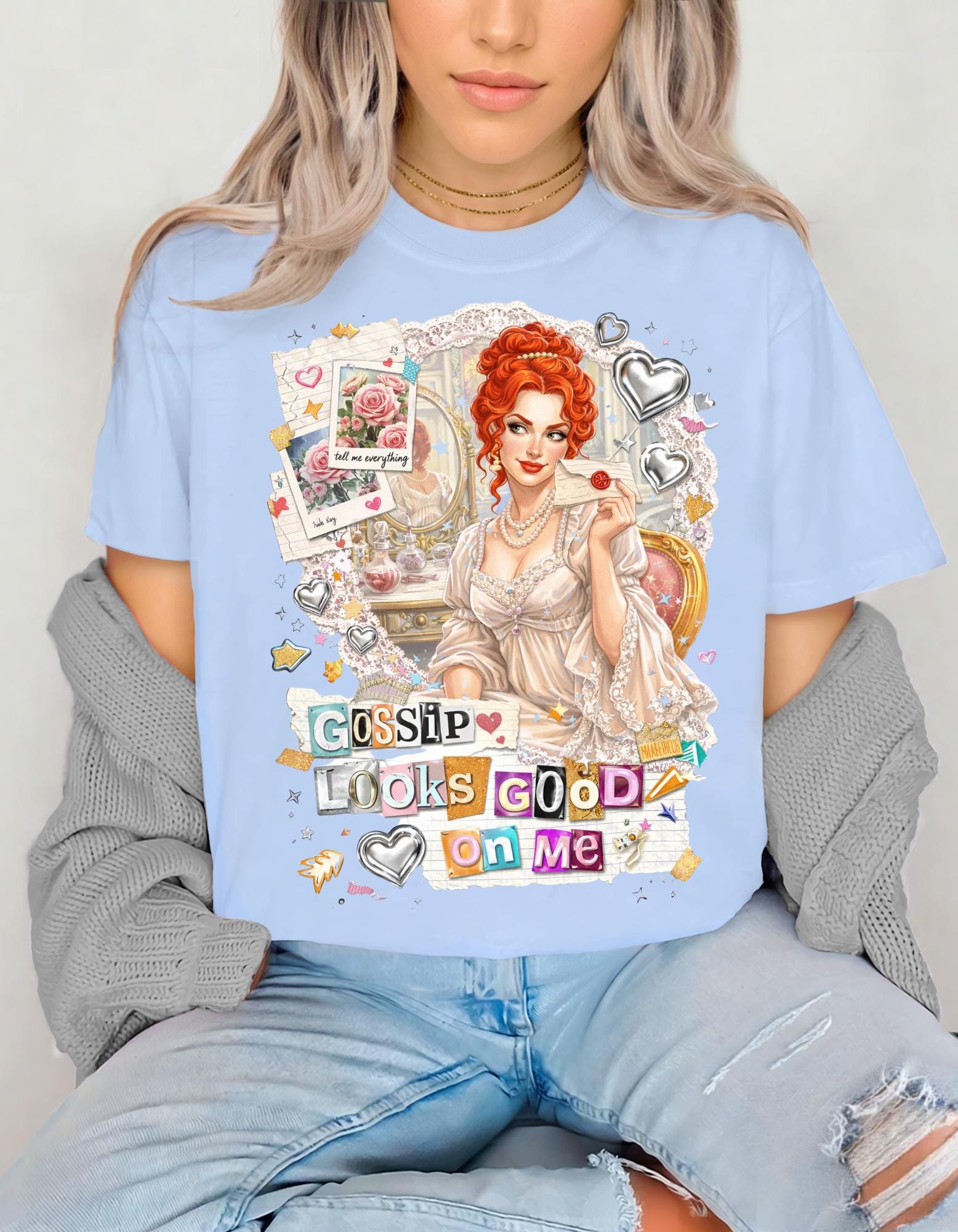 Gossip Looks Good On Me Tee | Vintage Pinup Woman Illustration