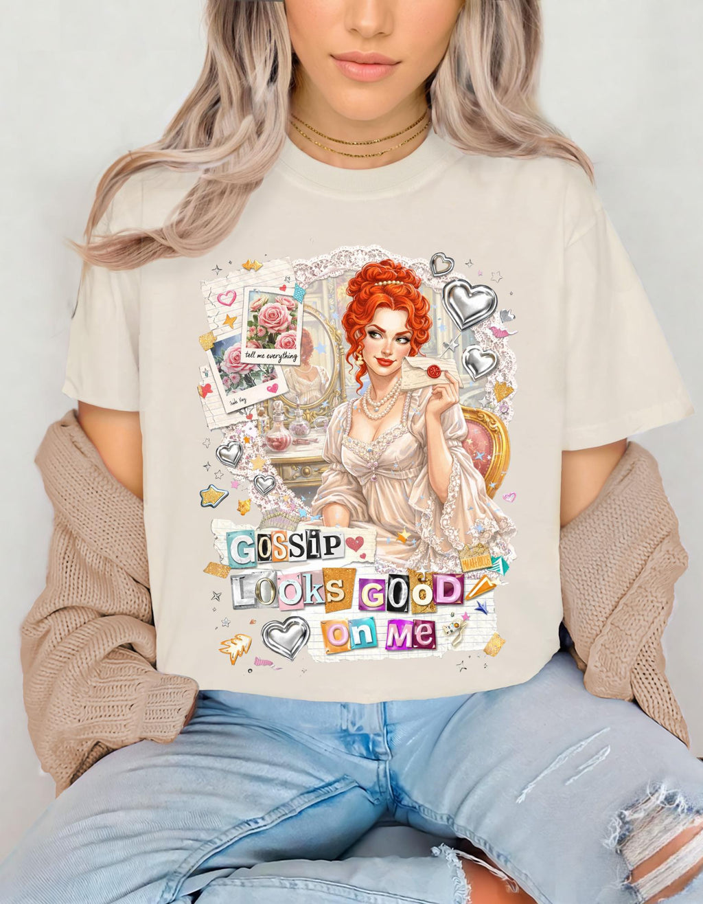 Gossip Looks Good On Me Tee | Vintage Pinup Woman Illustration