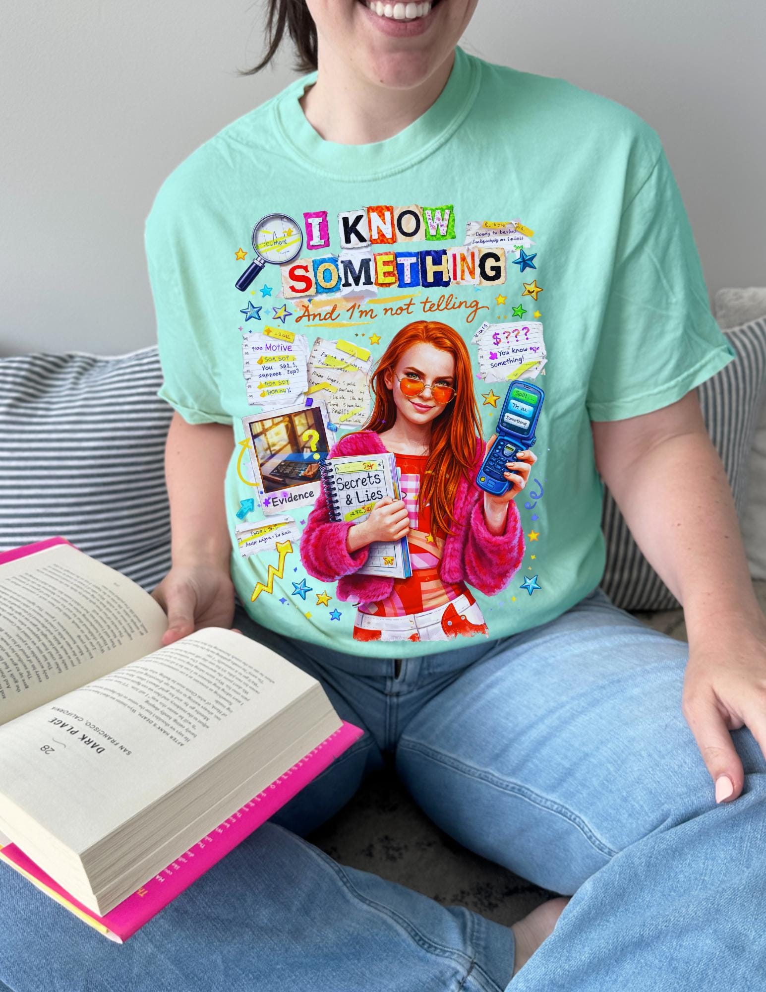 I Know Something And Im Not Telling Graphic Tee | Y2K Mystery Girl Shirt | 2000s Nostalgia Comfort Colors Tee