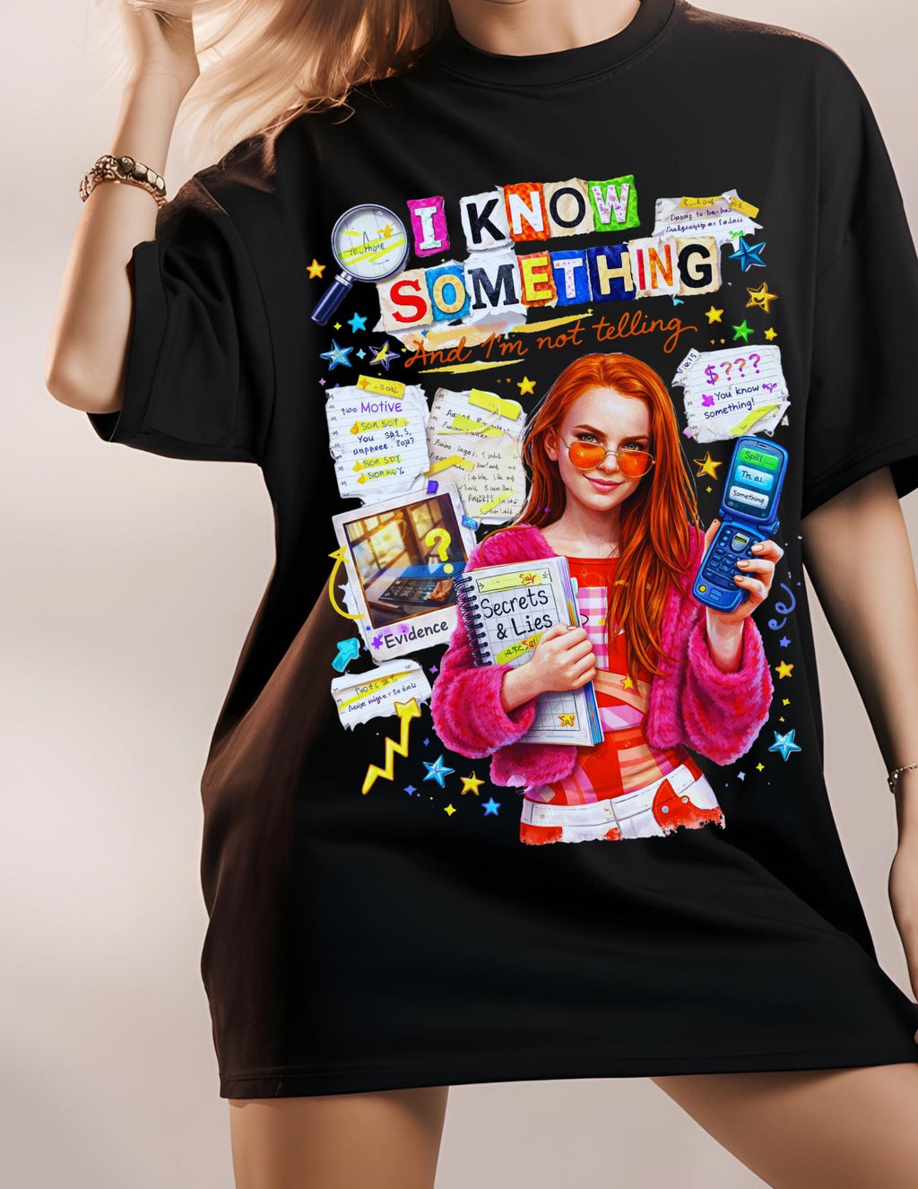 I Know Something And Im Not Telling Graphic Tee | Y2K Mystery Girl Shirt | 2000s Nostalgia Comfort Colors Tee