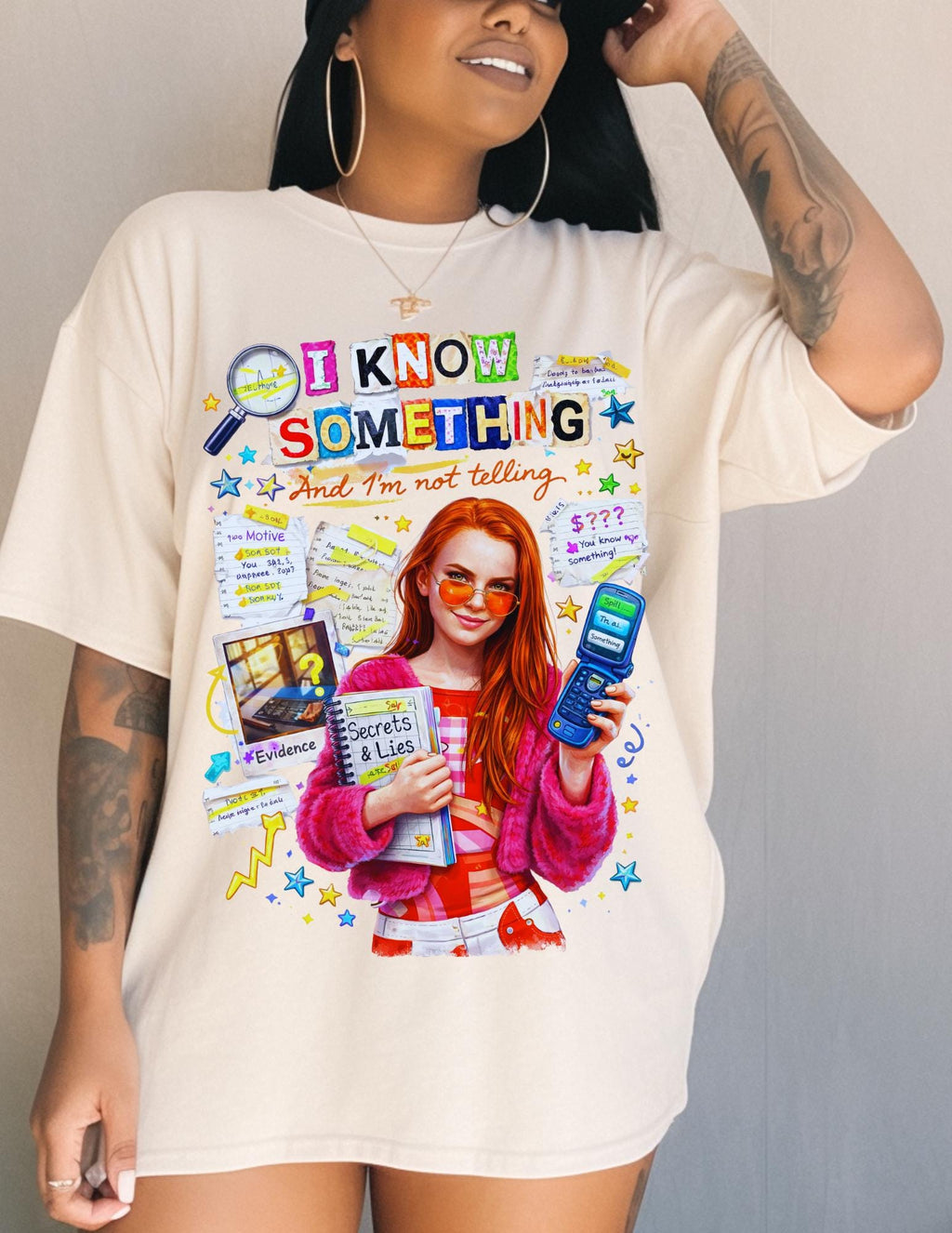 I Know Something And Im Not Telling Graphic Tee | Y2K Mystery Girl Shirt | 2000s Nostalgia Comfort Colors Tee