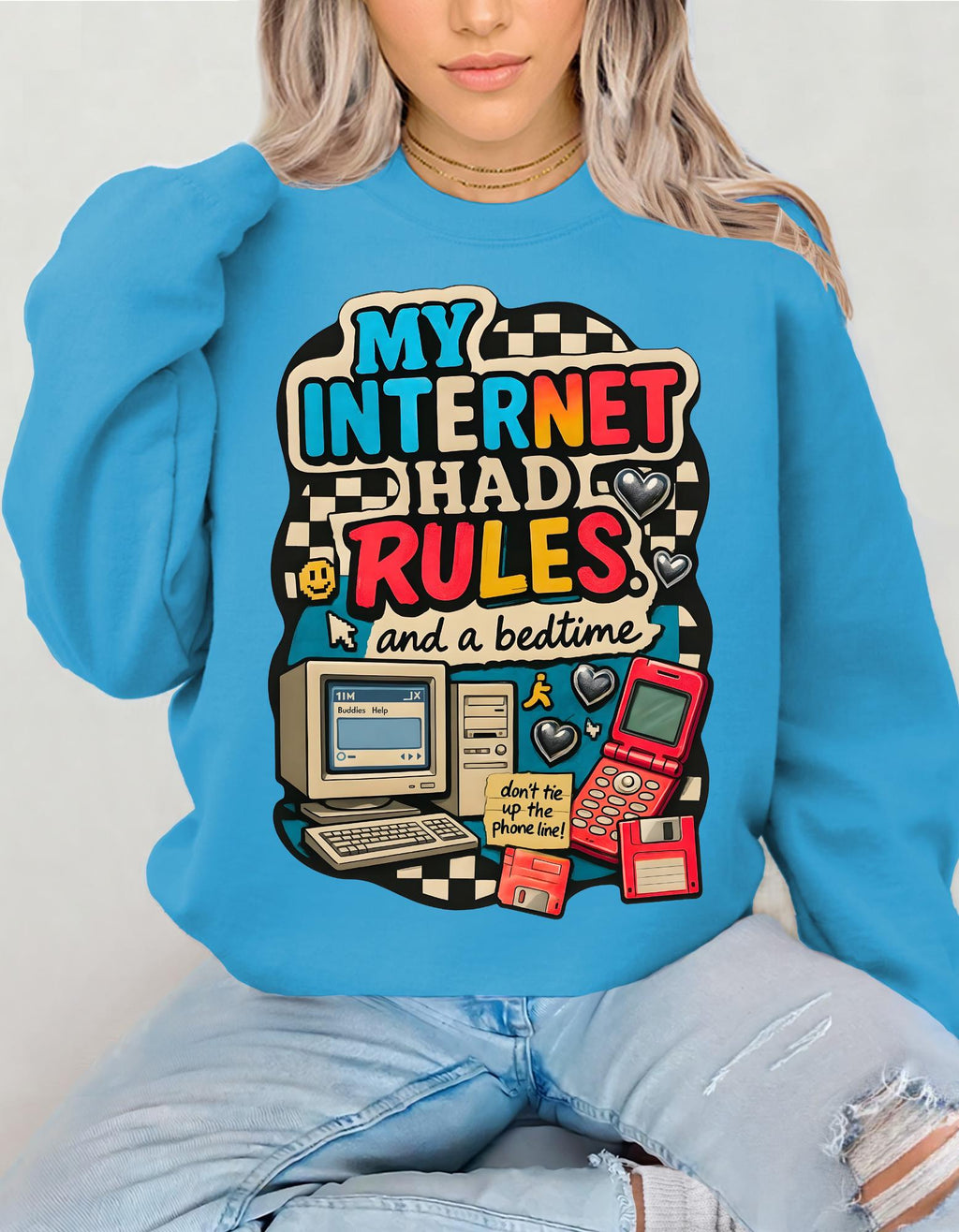 Y2K My Internet Had Rules Sweatshirt 90s Dial Up Computer Crewneck Retro Tech Nostalgia Graphic Funny Millennial Shirt