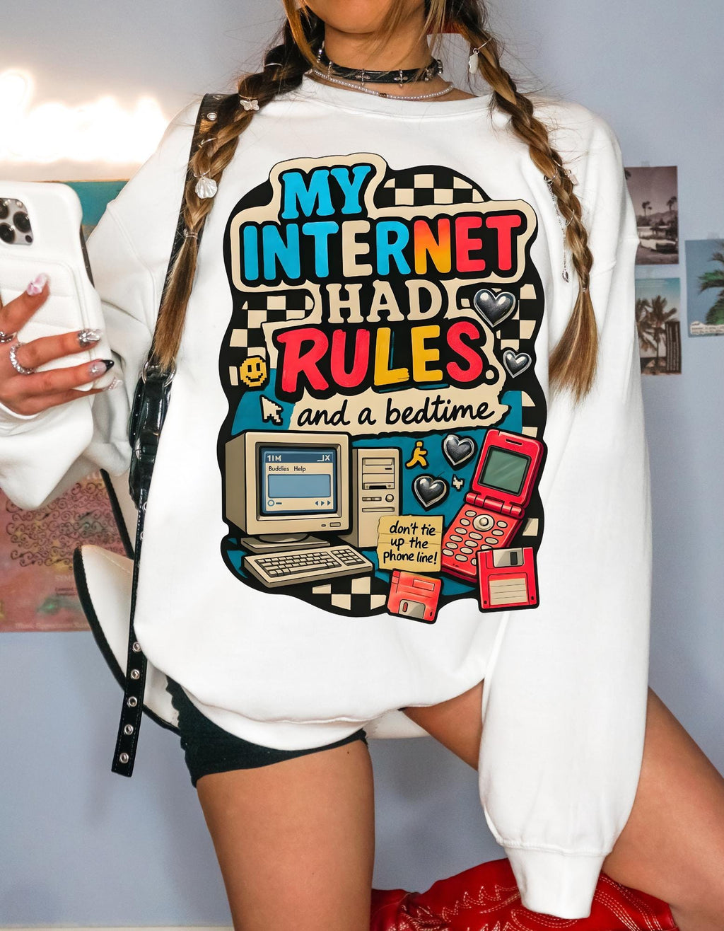 Y2K My Internet Had Rules Sweatshirt 90s Dial Up Computer Crewneck Retro Tech Nostalgia Graphic Funny Millennial Shirt
