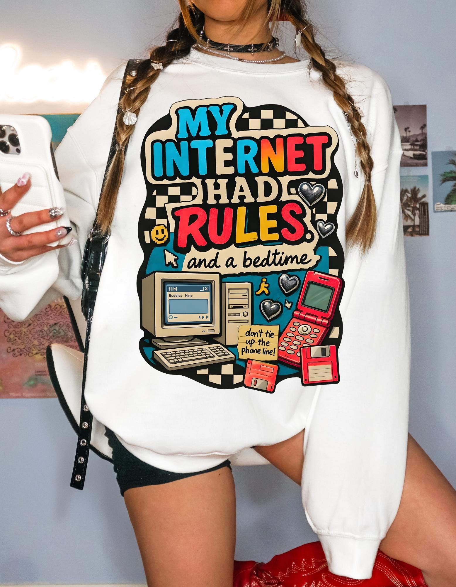 Y2K My Internet Had Rules Sweatshirt 90s Dial Up Computer Crewneck Retro Tech Nostalgia Graphic Funny Millennial Shirt