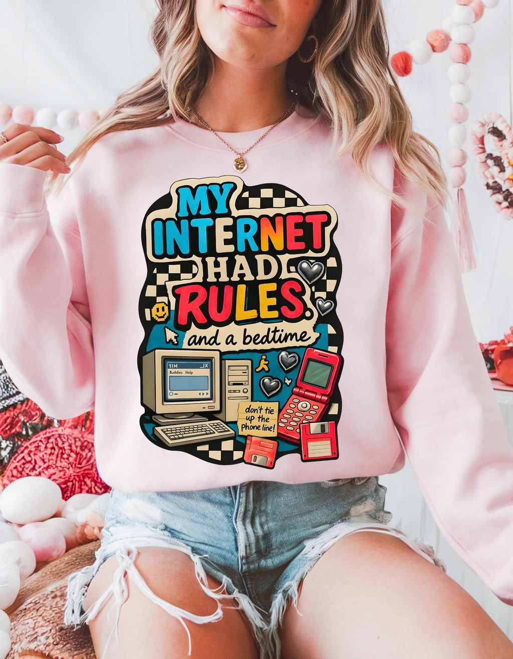 Y2K My Internet Had Rules Sweatshirt 90s Dial Up Computer Crewneck Retro Tech Nostalgia Graphic Funny Millennial Shirt