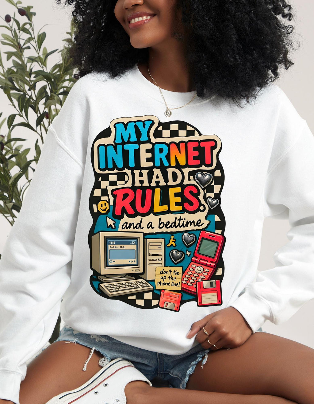 Y2K My Internet Had Rules Sweatshirt 90s Dial Up Computer Crewneck Retro Tech Nostalgia Graphic Funny Millennial Shirt