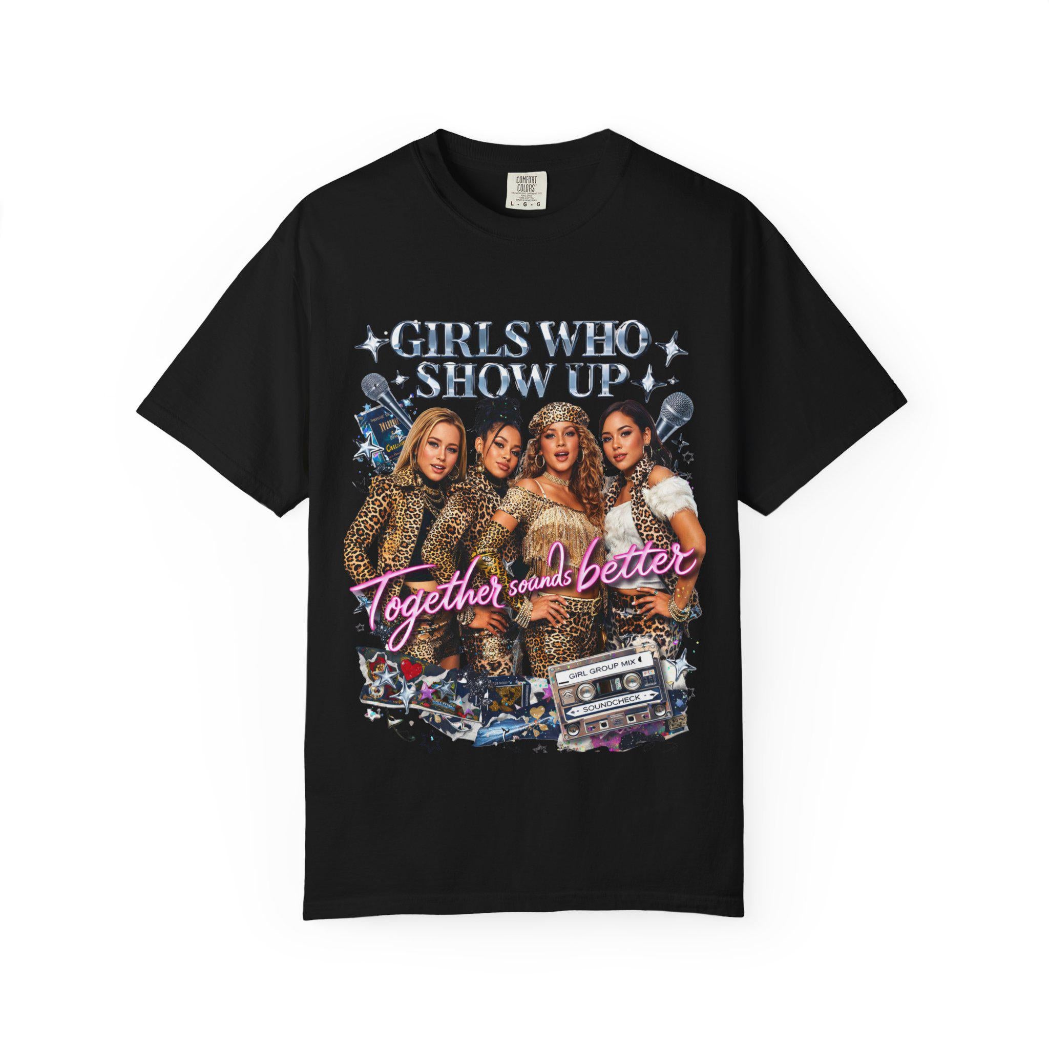 Leopard Girl Group Tee T-Shirt | Girls Who Show Up Y2K Pop Nostalgia Leopard Print