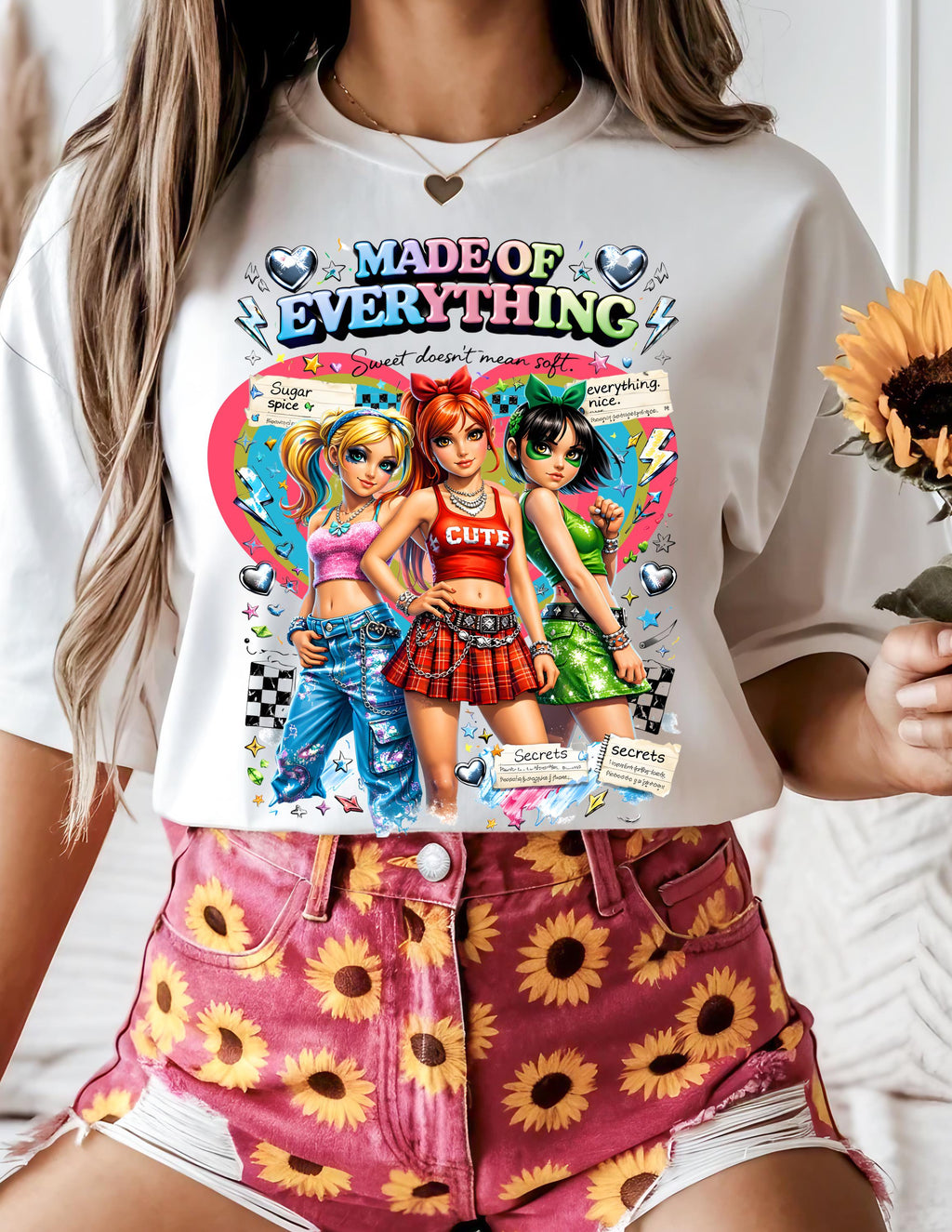 Y2K Cartoon Girl Trio Graphic T-shirt | Made of Everything Pop Culture Tee