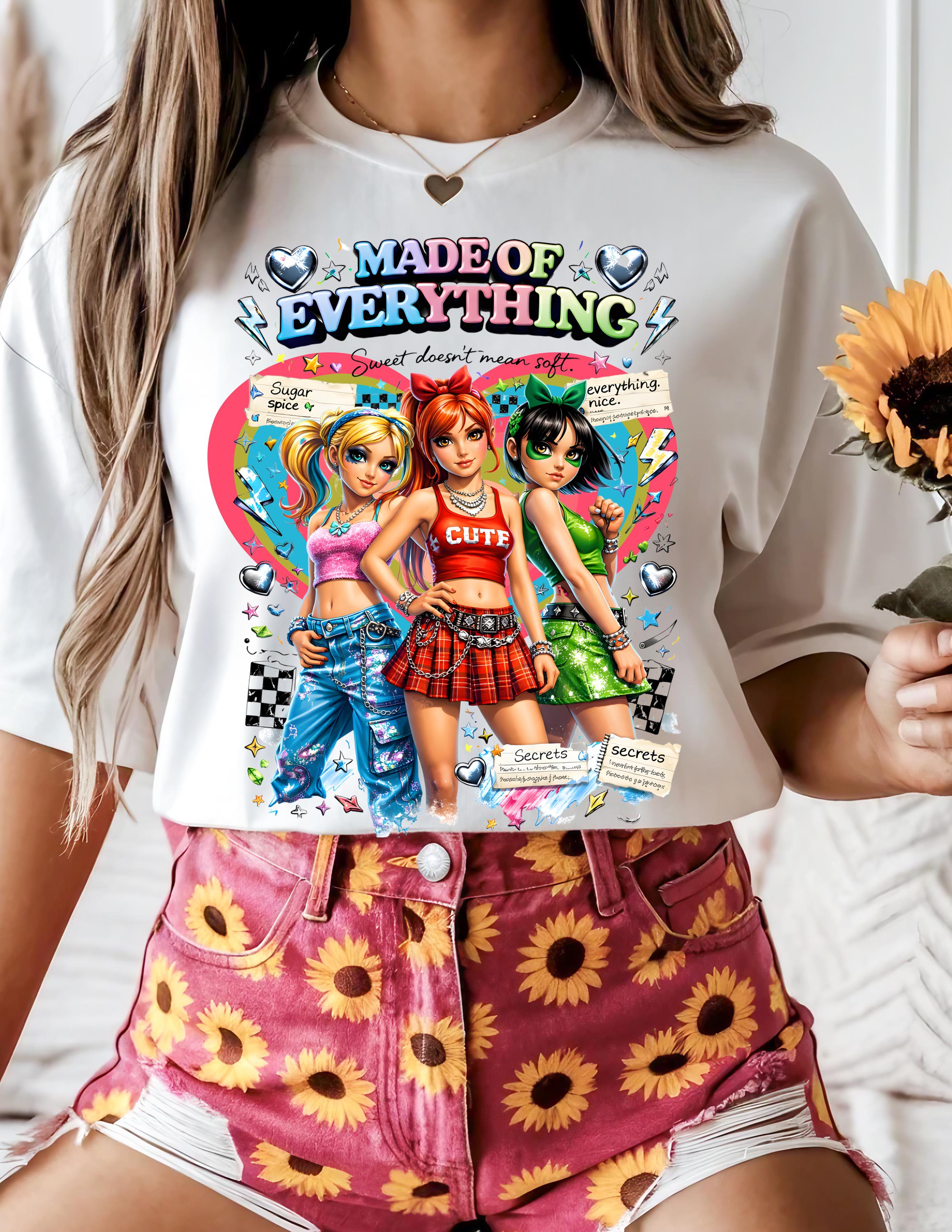 Y2K Cartoon Girl Trio Graphic T-shirt | Made of Everything Pop Culture Tee