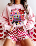 Love Notes Only Crewneck Sweatshirt Heart Collage Pink Bow Candy Valentine Kawaii Cute Aesthetic Gift