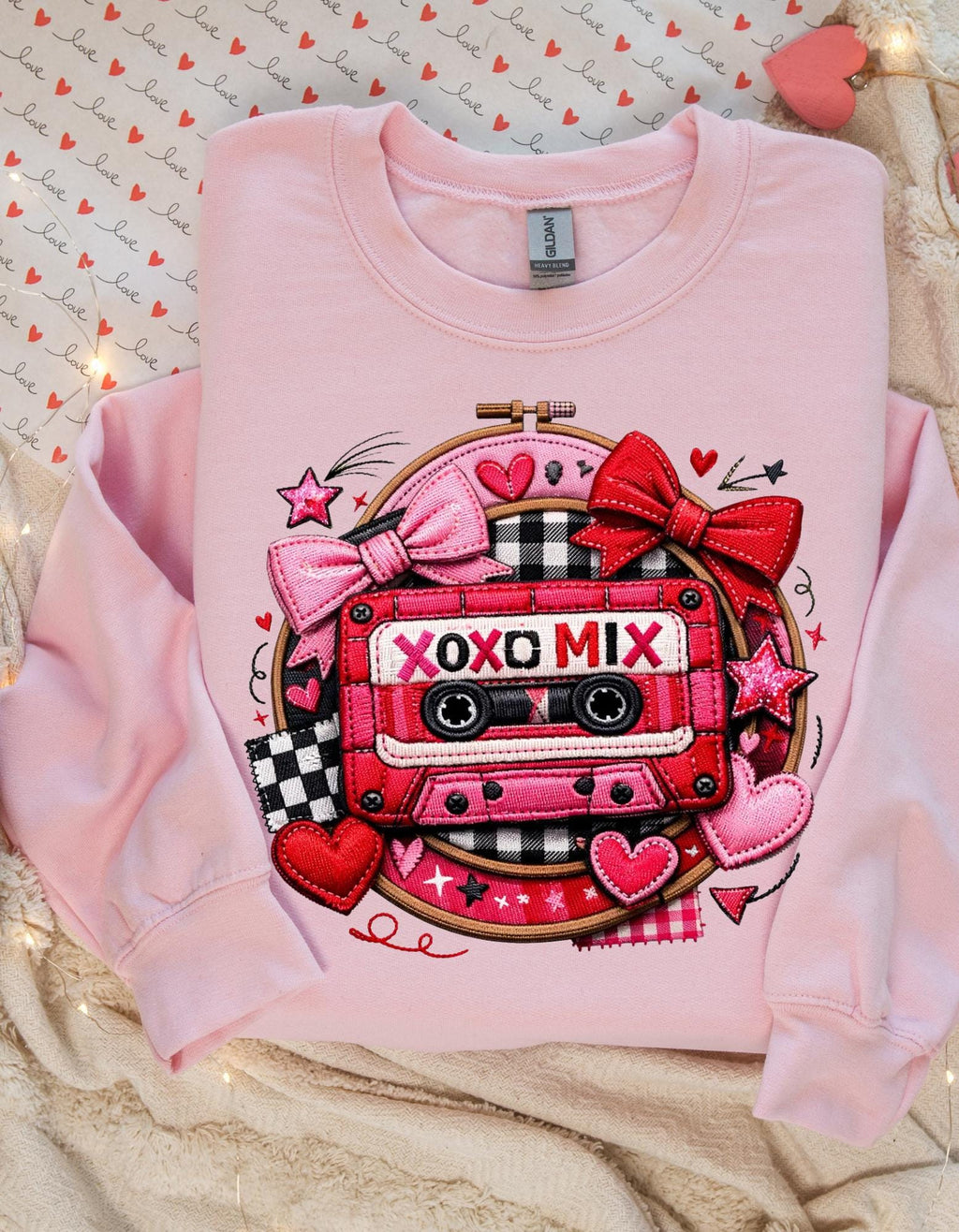 XOXO Mix Cassette Sweatshirt Valentine Retro Tape Design Crewneck Music Lover Gift