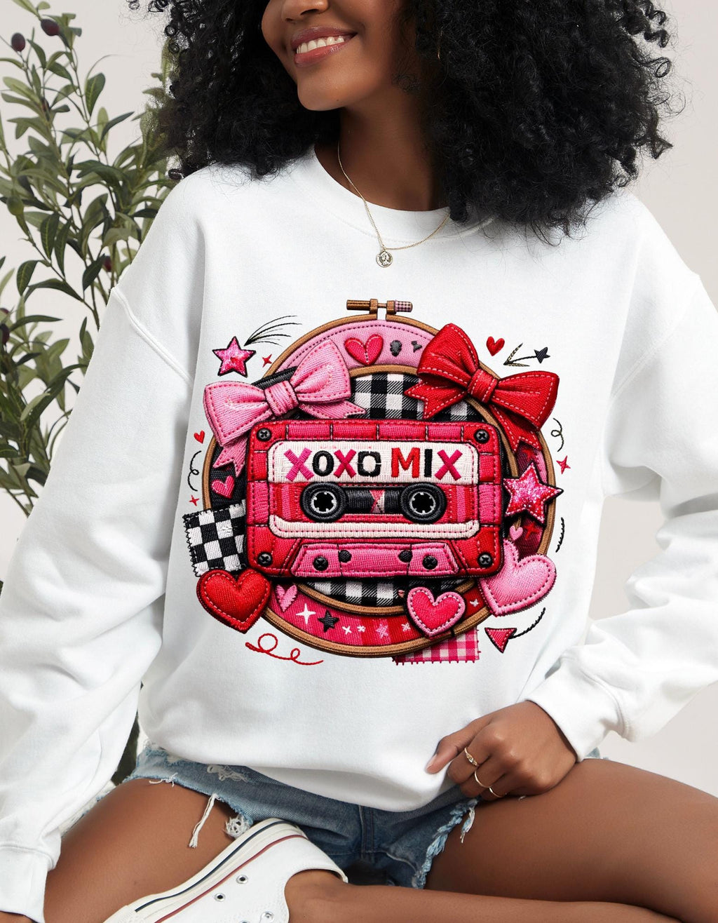 XOXO Mix Cassette Sweatshirt Valentine Retro Tape Design Crewneck Music Lover Gift
