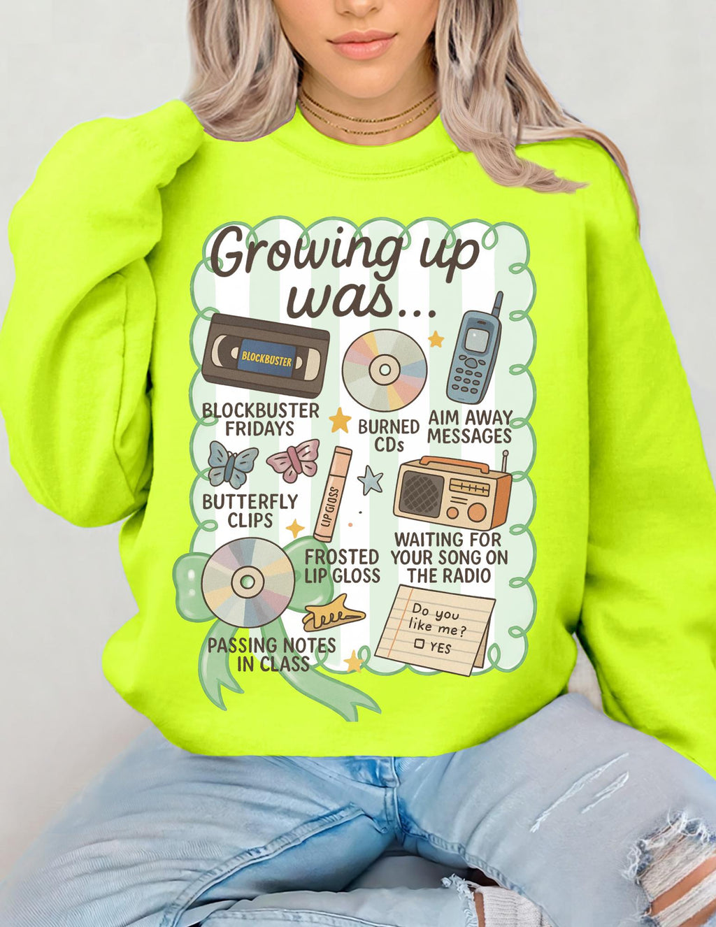 Growing Up Was... Sweatshirt | 90s Nostalgia Icons, Cassette, CD, Tamagotchi