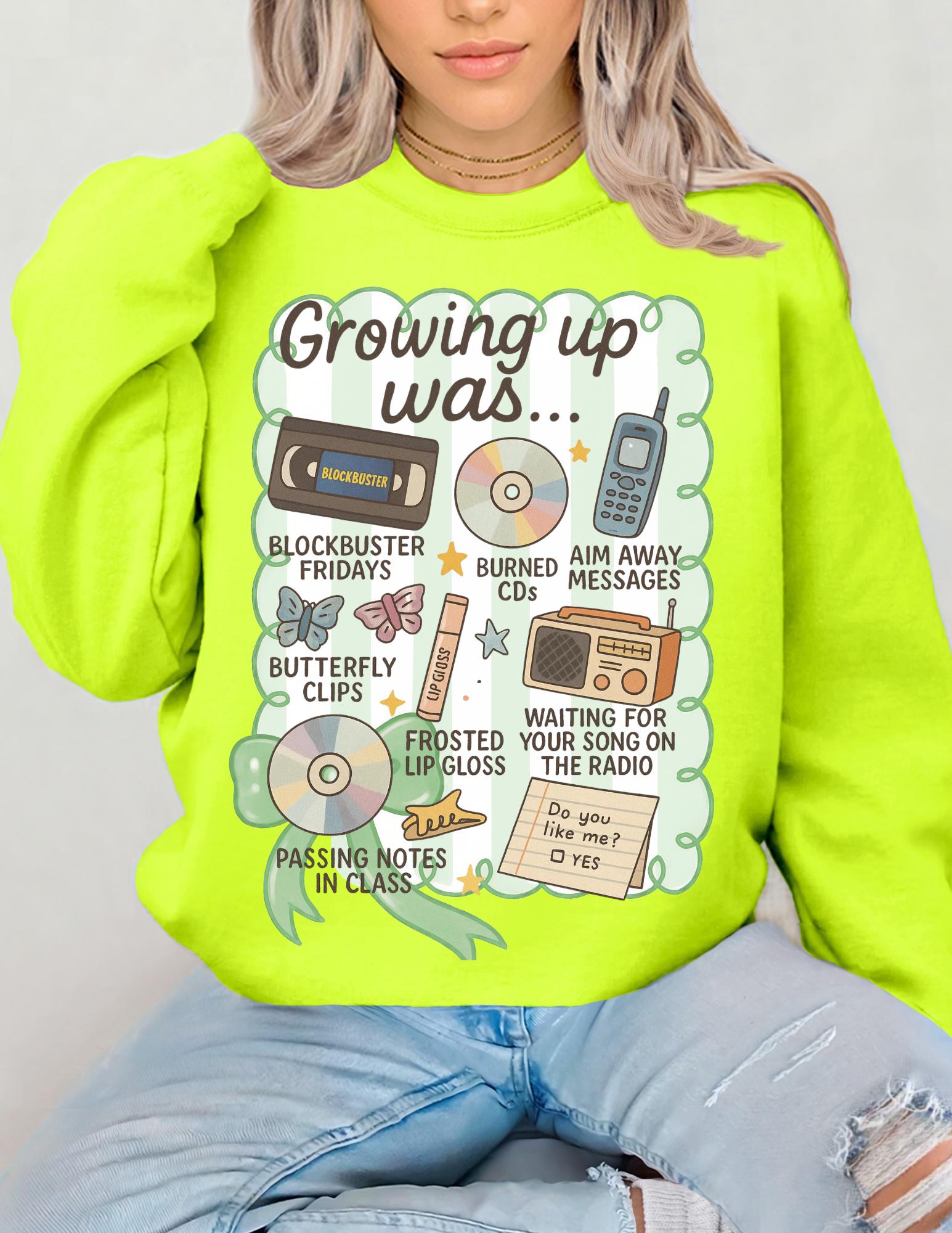 Growing Up Was... Sweatshirt | 90s Nostalgia Icons, Cassette, CD, Tamagotchi