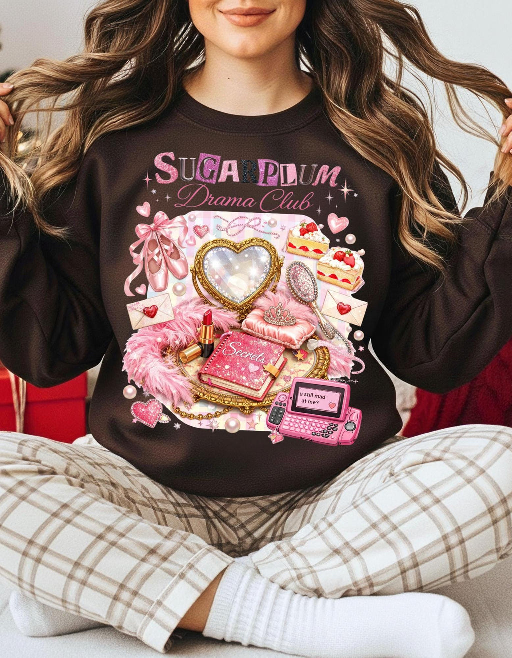 Sugarplum Pastries Sweatshirt Pink Dessert Heart Cookie Retro Cassette Crewneck Cute Aesthetic Valentine Gift