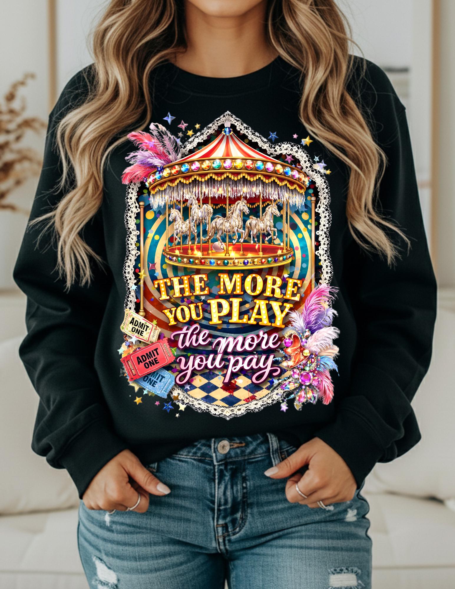 Funhouse Showgirl Crewneck Sweatshirt – Burlesque Graphic Top