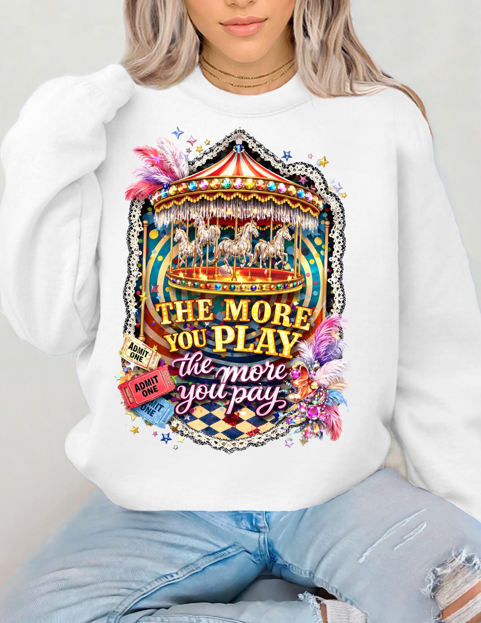 Funhouse Showgirl Crewneck Sweatshirt – Burlesque Graphic Top