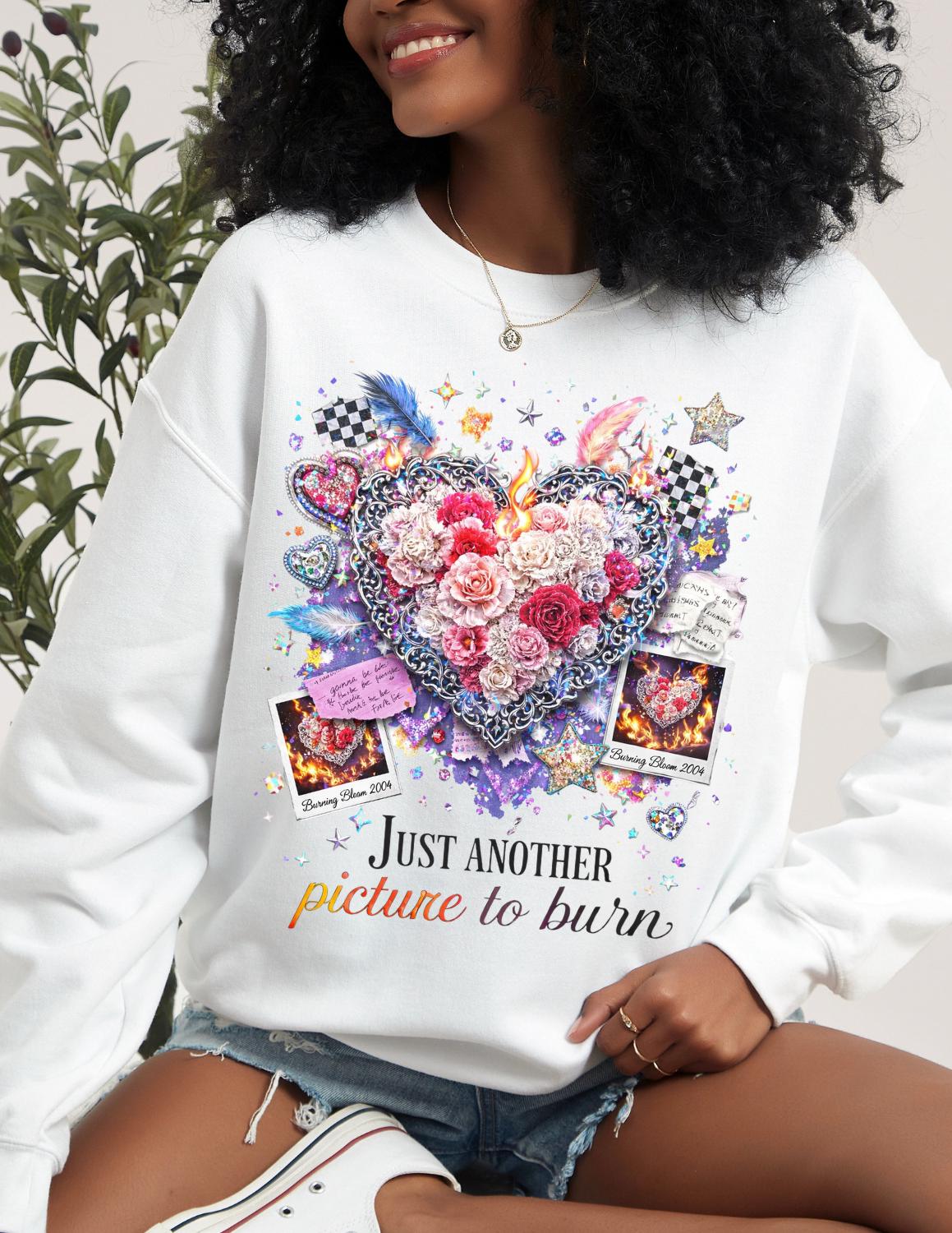 Picture Burn Breakup Sweatshirt | Sarcastic Relationship Humor Quote Tee for Heartbreak Recovery