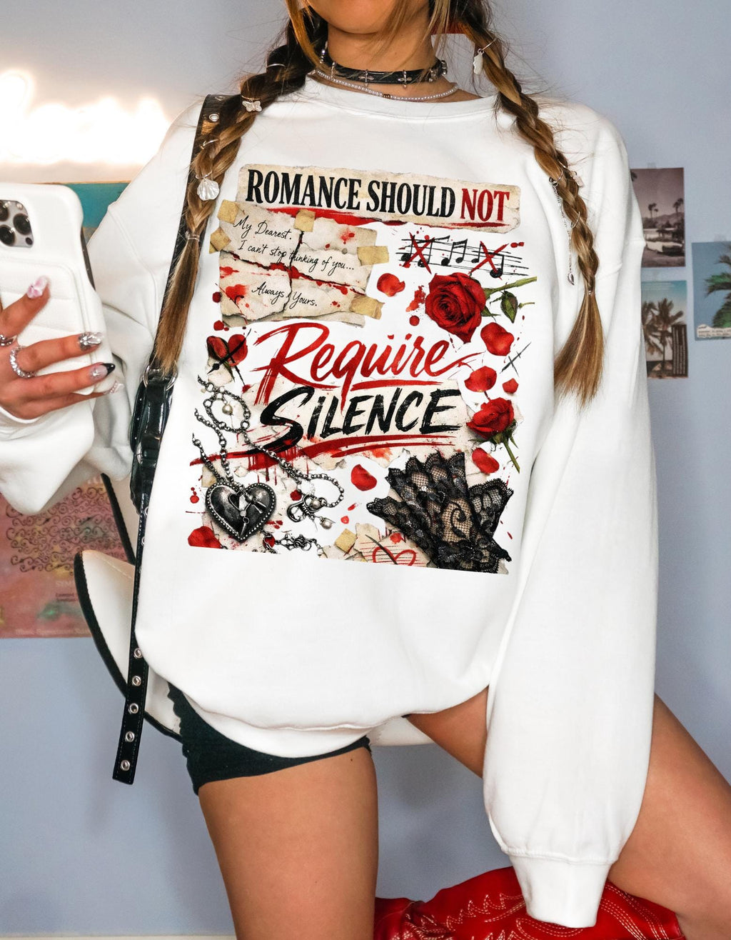 Romance Should Not Require Silence Sweatshirt Dark Romance Obsession Graphic