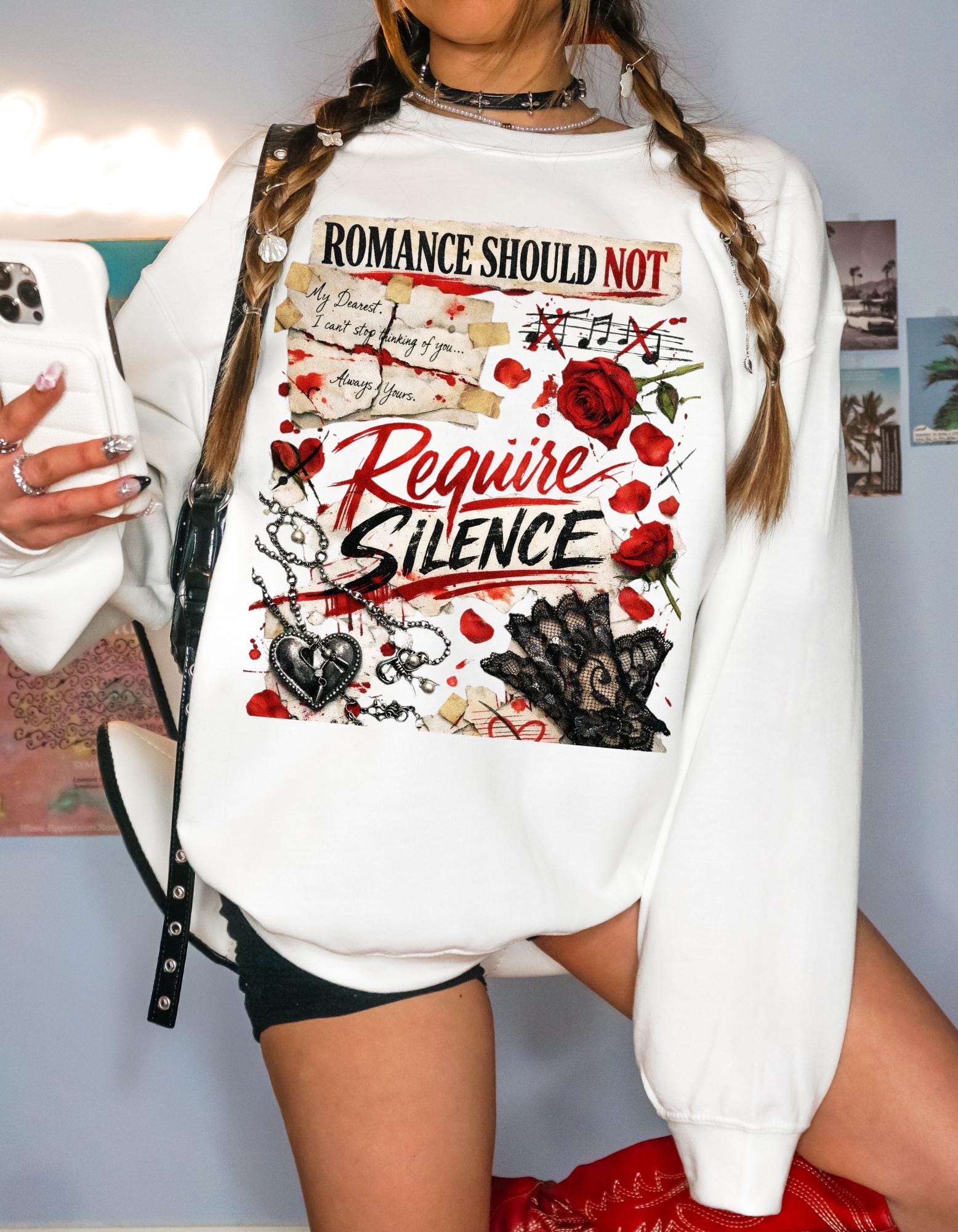 Romance Should Not Require Silence Sweatshirt Dark Romance Obsession Graphic