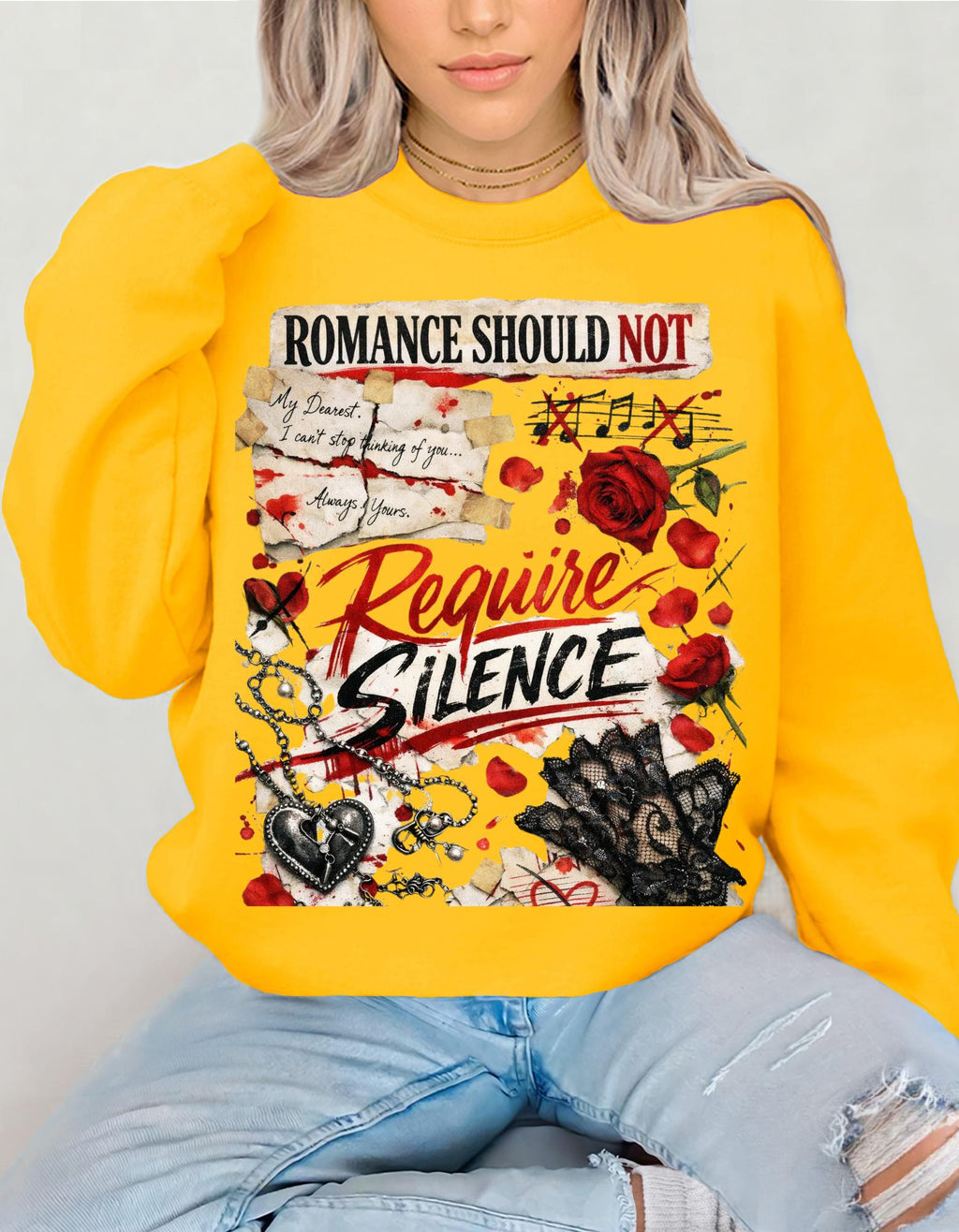 Romance Should Not Require Silence Sweatshirt Dark Romance Obsession Graphic