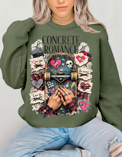 Concrete Romance Skateboarding Sweatshirt | Skater Girlfriend Design