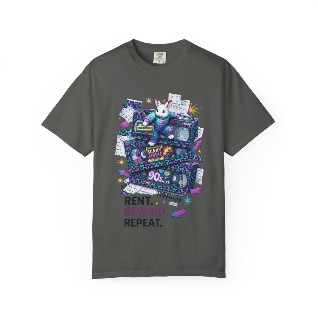 Rent Rewind Repeat cassette tape T-Shirt | 90s retro VHS mixtape tee